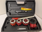 A heavy-duty ratcheting head and extra-long 16-inch handle make this pipe threader fast and easy to use. The high-speed alloy steel dies cut precise NPT threads in 1/2 in. to 1 in. pipe. The set includes a 16-inch ratcheting handle for increased leverage,