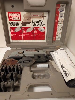 The Porter-Cable 444 Profile Sander is engineered specifically for sanding intricate contours and decorative moldings. It features a unique linear sanding motion that mimics hand-sanding at a high frequency of 6,000 SPM (strokes per minute) to prevent cro
